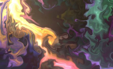 Sıvı sanat dokusu. Soyut kıvrımlı boya efektli bir arka plan. Sıvı akrilik sanat eseri ve güzel karışık boyalar. İç mekan posteri olarak kullanılabilir..