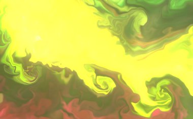 Sıvı sanat dokusu. Soyut kıvrımlı boya efektli bir arka plan. Sıvı akrilik sanat eseri ve güzel karışık boyalar. İç mekan posteri olarak kullanılabilir..