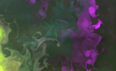 Sıvı sanat dokusu. Soyut kıvrımlı boya efektli bir arka plan. Sıvı akrilik sanat eseri ve güzel karışık boyalar. İç mekan posteri olarak kullanılabilir..