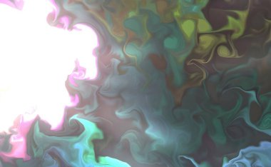 Güzel soyut sanat arkaplanı. Sıvı akrilik tekniğinde rastgele karıştırılmış boyalar. Girdap damarlarının sanatsal görüntüsü turkuaz bej tonlarda mermer dokusu.