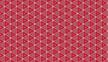 Kırmızı ve beyaz üçgenli soyut geometrik desen