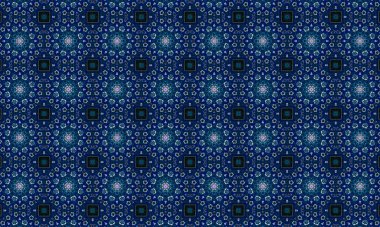 Soyut arkaplanı olan kusursuz bir model. Siyah ve mavi renkli klasik çiçek deseni..