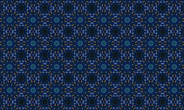 Seamless Pattern Abstract Background Vintage Floral Print Black Blue Colors — Stockfoto