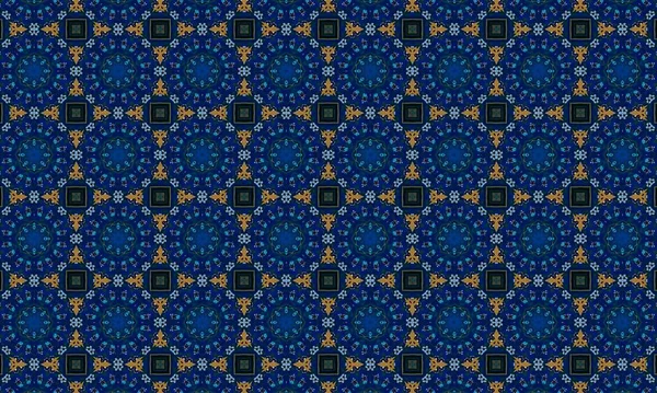 Soyut arkaplanı olan kusursuz bir model. Siyah ve mavi renkli klasik çiçek deseni..