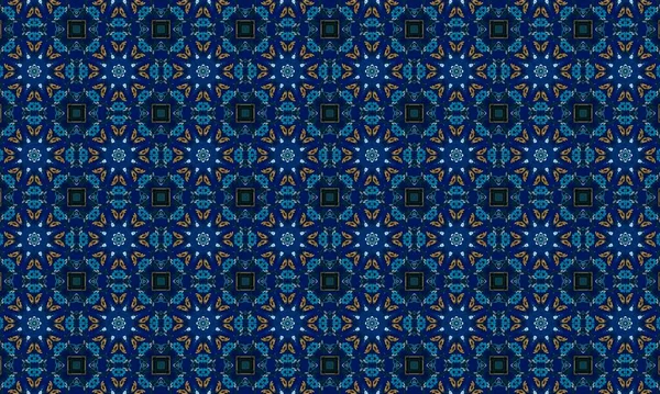 Soyut arkaplanı olan kusursuz bir model. Siyah ve mavi renkli klasik çiçek deseni..