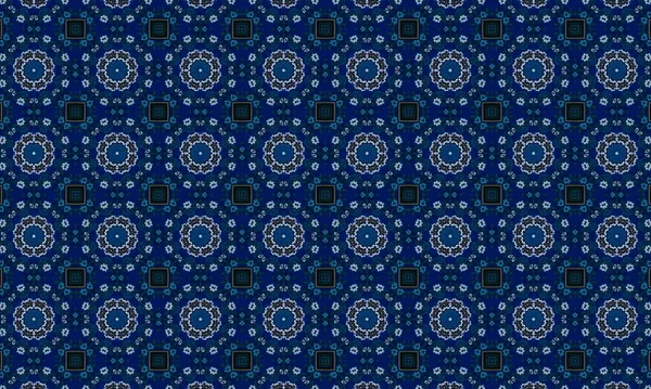 Seamless Pattern Abstract Background Vintage Floral Print Black Blue Colors — ストック写真