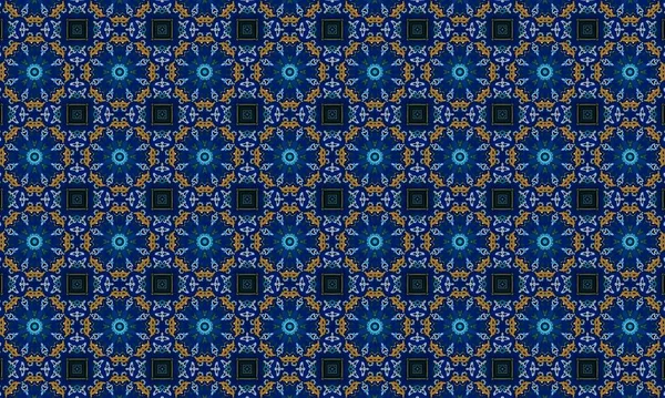 Soyut arkaplanı olan kusursuz bir model. Siyah ve mavi renkli klasik çiçek deseni..