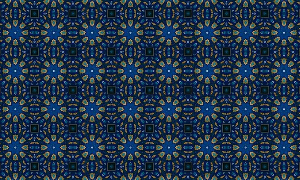 Soyut arkaplanı olan kusursuz bir model. Siyah ve mavi renkli klasik çiçek deseni..