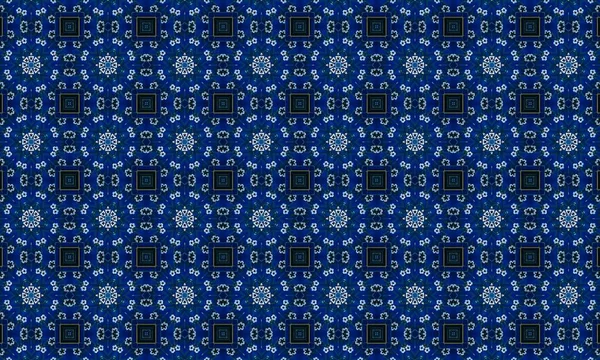 Soyut arkaplanı olan kusursuz bir model. Siyah ve mavi renkli klasik çiçek deseni..