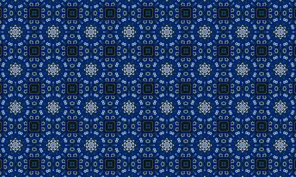 Soyut arkaplanı olan kusursuz bir model. Siyah ve mavi renkli klasik çiçek deseni..