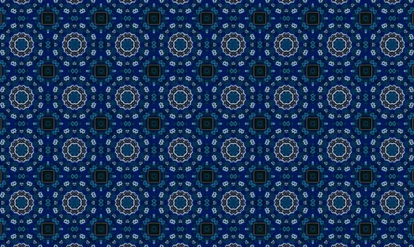 Seamless Pattern Abstract Background Vintage Floral Print Black Blue Colors — ストック写真