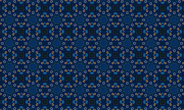 Soyut arkaplanı olan kusursuz bir model. Siyah ve mavi renkli klasik çiçek deseni..