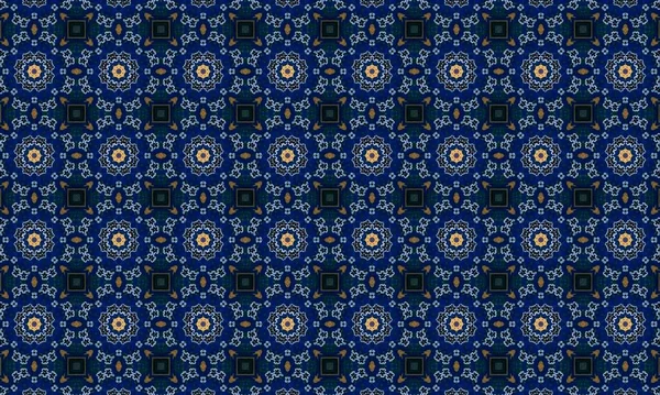 Soyut arkaplanı olan kusursuz bir model. Siyah ve mavi renkli klasik çiçek deseni..