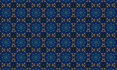 Soyut arkaplanı olan kusursuz bir model. Siyah ve mavi renkli klasik çiçek deseni..