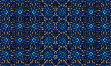 Soyut arkaplanı olan kusursuz bir model. Siyah ve mavi renkli klasik çiçek deseni..