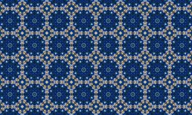 Soyut arkaplanı olan kusursuz bir model. Siyah ve mavi renkli klasik çiçek deseni..