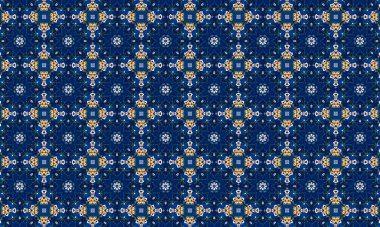 Raster Illustrasyon. Soyut çiçek süsüyle kusursuz desen.