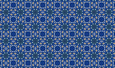 Mavi ve beyaz çiçekli kusursuz desen