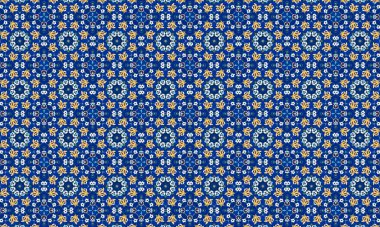 Mavi ve beyaz çiçekli kusursuz desen