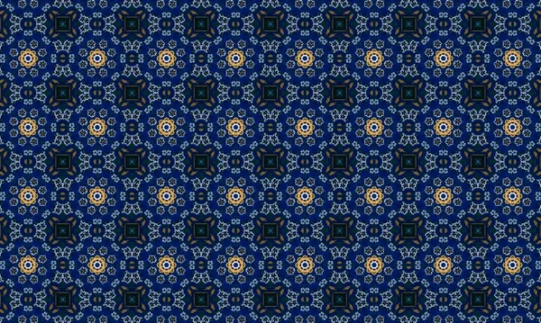 Soyut arkaplanı olan kusursuz bir model. Siyah ve mavi renkli klasik çiçek deseni..