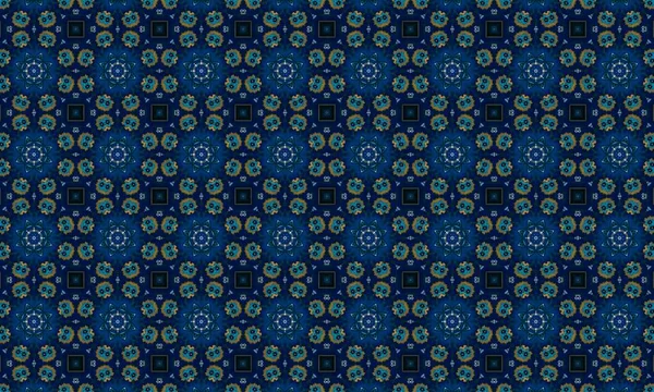 Soyut arkaplanı olan kusursuz bir model. Siyah ve mavi renkli klasik çiçek deseni..