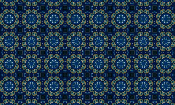 Soyut arkaplanı olan kusursuz bir model. Siyah ve mavi renkli klasik çiçek deseni..