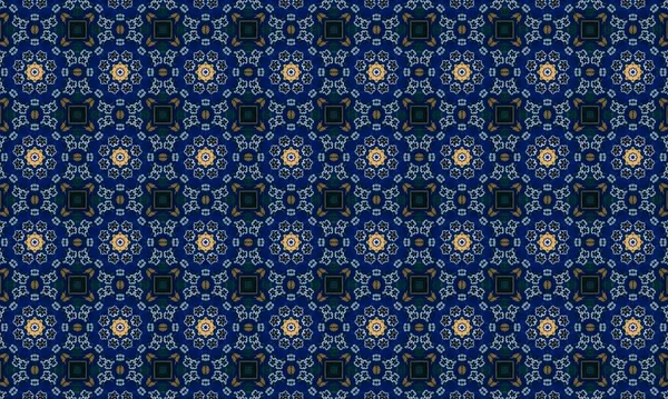 Soyut arkaplanı olan kusursuz bir model. Siyah ve mavi renkli klasik çiçek deseni..