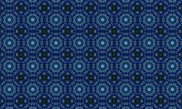 Soyut arkaplanı olan kusursuz bir model. Siyah ve mavi renkli klasik çiçek deseni..