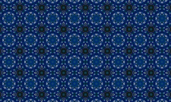 Бесшовный Рисунок Абстрактным Фоном Винтажный Цветочный Принт Черным Синим Цветами — стоковое фото