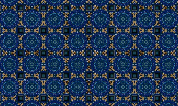 Soyut arkaplanı olan kusursuz bir model. Siyah ve mavi renkli klasik çiçek deseni..