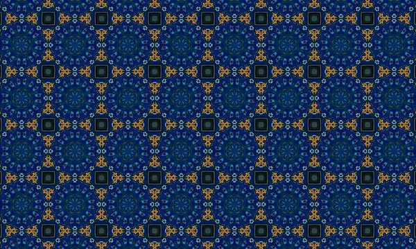 Soyut arkaplanı olan kusursuz bir model. Siyah ve mavi renkli klasik çiçek deseni..