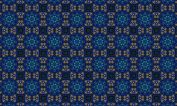 Soyut arkaplanı olan kusursuz bir model. Siyah ve mavi renkli klasik çiçek deseni..