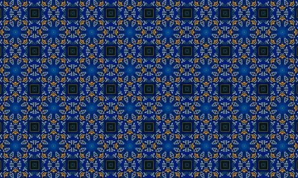 Seamless Pattern Abstract Background Vintage Floral Print Black Blue Colors — Stock Photo, Image