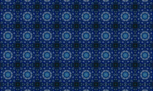 Soyut arkaplanı olan kusursuz bir model. Siyah ve mavi renkli klasik çiçek deseni..