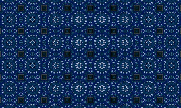 Seamless Pattern Abstract Background Vintage Floral Print Black Blue Colors — Stock Photo, Image