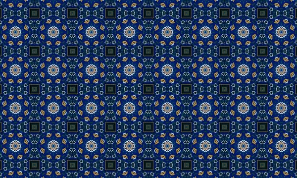 Soyut arkaplanı olan kusursuz bir model. Siyah ve mavi renkli klasik çiçek deseni..