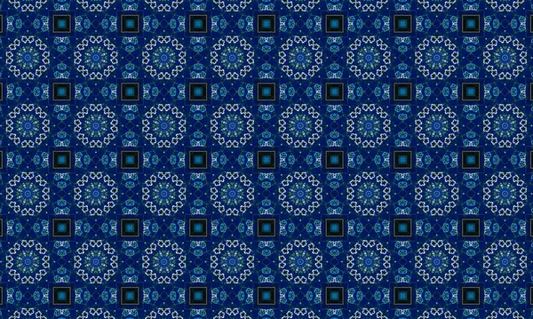 Бесшовный Рисунок Абстрактным Фоном Винтажный Цветочный Принт Черным Синим Цветами — стоковое фото