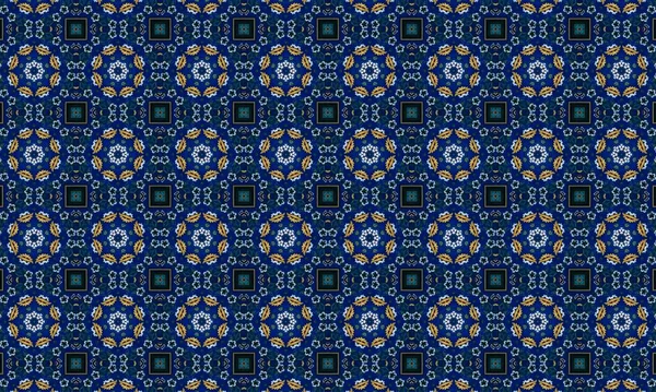 Soyut arkaplanı olan kusursuz bir model. Siyah ve mavi renkli klasik çiçek deseni..