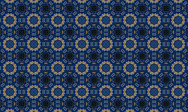 Soyut arkaplanı olan kusursuz bir model. Siyah ve mavi renkli klasik çiçek deseni..