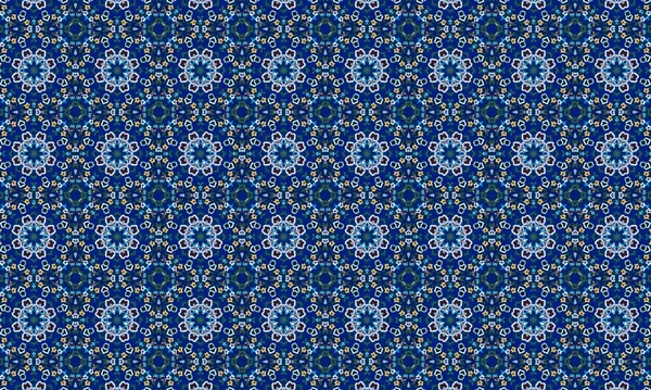 Raster Illustrasyon. Mavi ve beyaz çiçekli kusursuz desen.