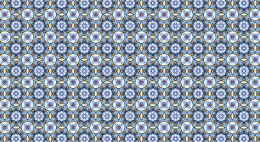 Raster Illustrasyon. Soyut çiçeklerle kusursuz desen.