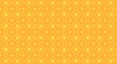 Soyut süslemeli vektörsüz desen. Kumaş, arkaplan, moda tasarımı için geometrik süs dokusu. sarı ve
