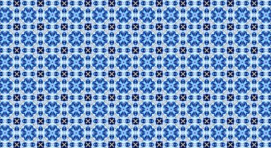 Mavi ve beyaz renklerde kusursuz desen. raster illüstrasyonu