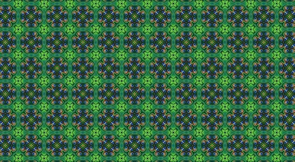 Raster Illustration Seamless Pattern Green Black Dots — стоковое фото