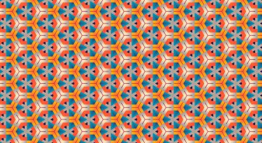 soyut renkli altıgen ve mimari biçimler, dijital sanat arka planı