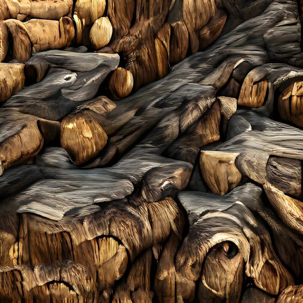 a closeup shot of a wooden logs in the forest