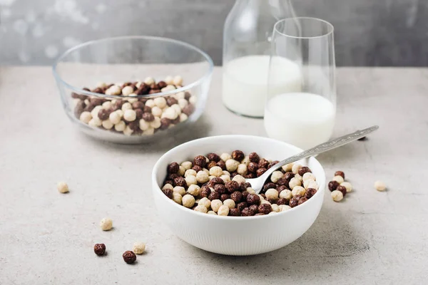 Breakfast Cereal Balls Milk Table — Foto Stock