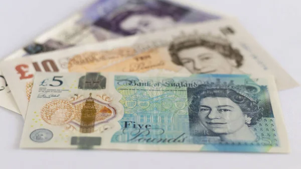 United Kingdom Currency Bank Notes Selective Focus Blur Background — Fotografia de Stock
