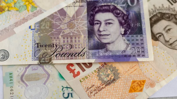 British Pound Sterling Banknotes Pounds Selective Focus — Fotografia de Stock