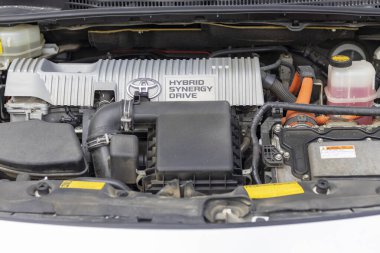 SWAT, Pakistan, 21 Şubat 2022: Toyota hibrit araba motor bölümü